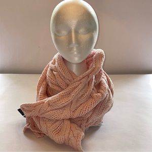 NWT Badgley Mishka Pale Pink Cable Knit Scarf